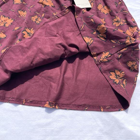 Pact Saylor Mini Skirt Womens Small Brushed Floral Raisin Purple Organic - Picture 2 of 6